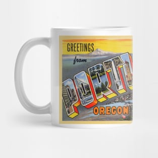 Greetings from Portland Oregon, Vintage Large Letter Postcard Mug